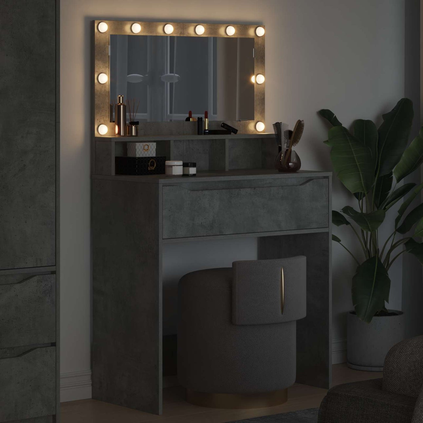 Bedroom Dressing Tables Concrete Grey 80 x 39.6 x 135 cm