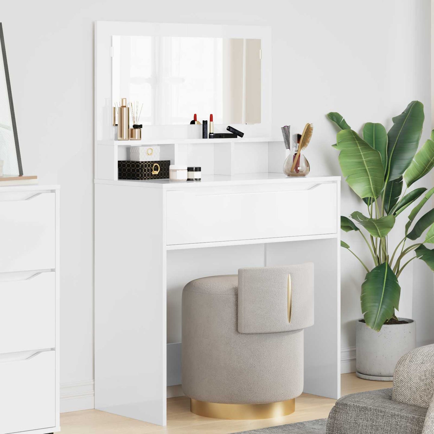 Bedroom Dressing Tables High Gloss White 80 x 39.6 x 135 cm