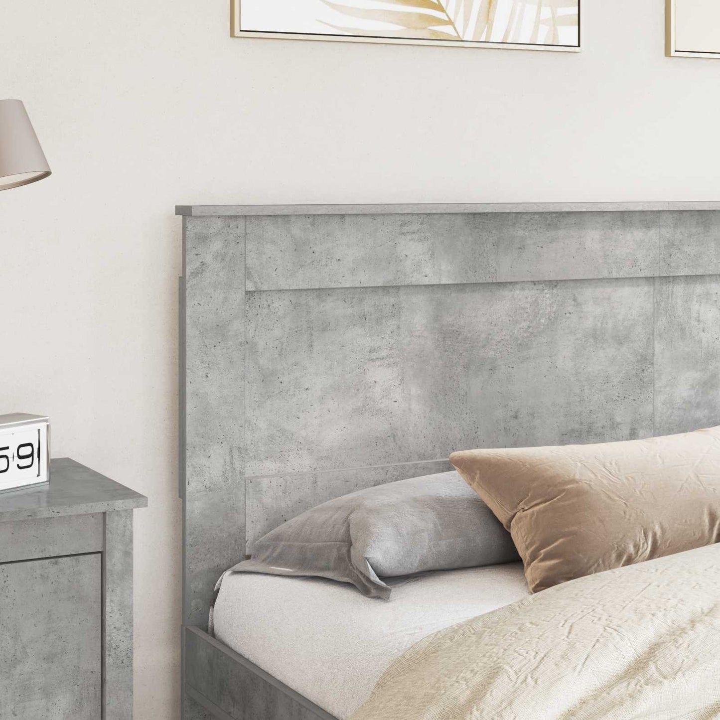 Headboard with Headboard Concrete Grey 180 cm Engineered Wood