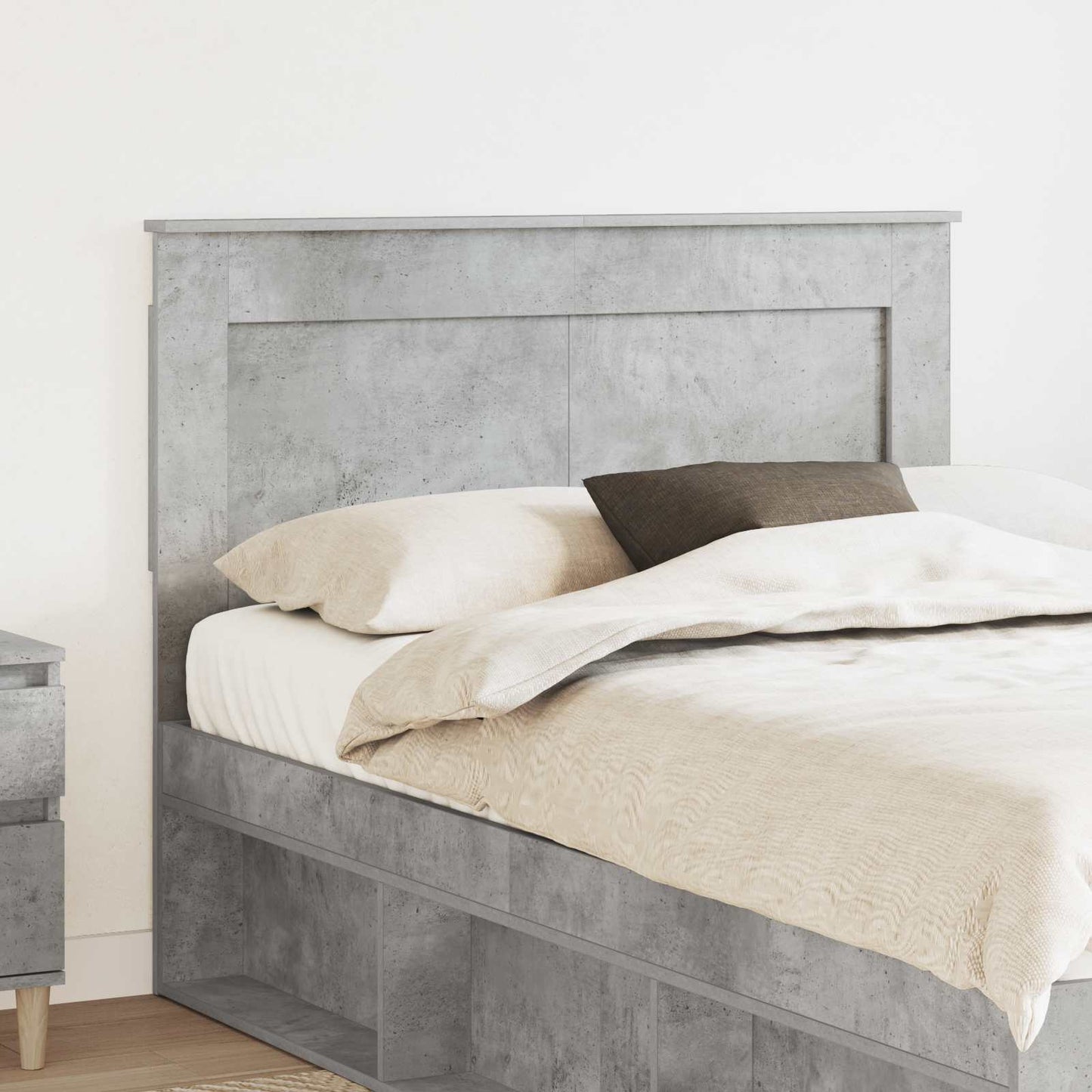 Headboard with Headboard Concrete Grey 120 cm Engineered Wood