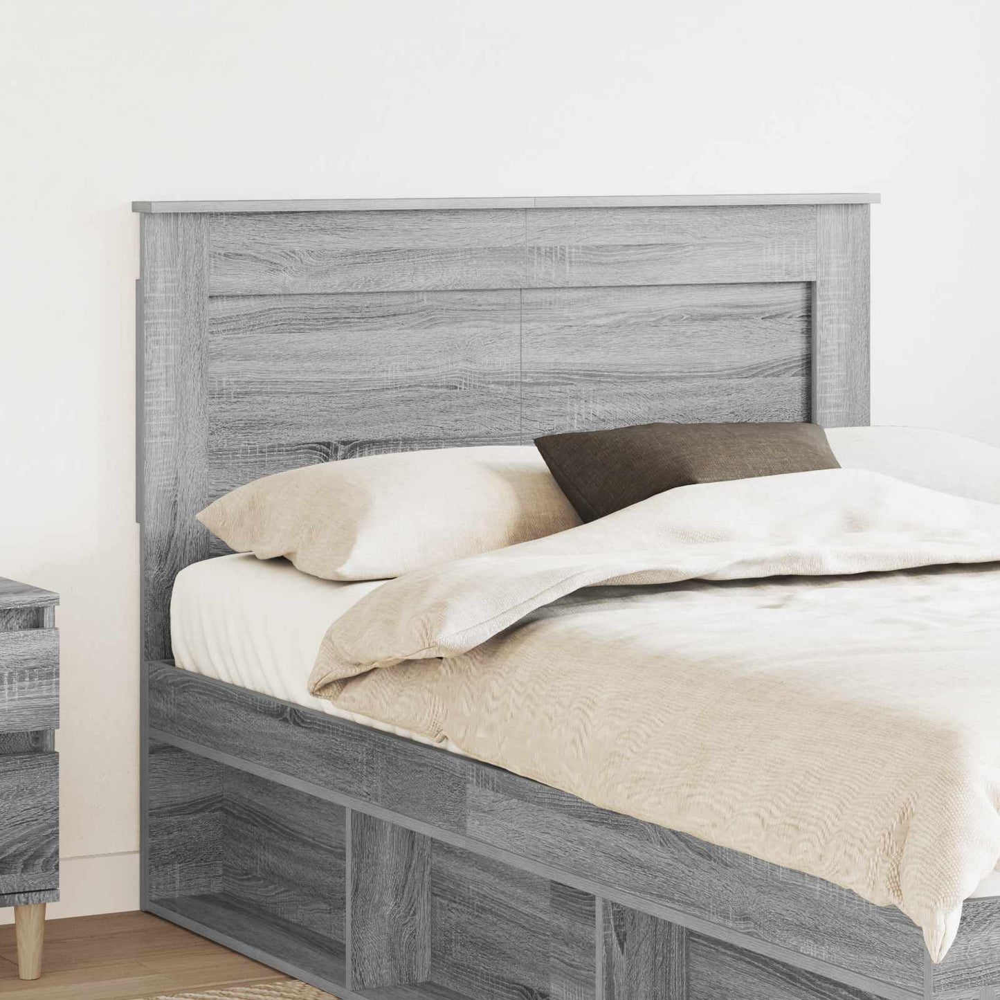Headboard with Headboard Grey Sonoma 120 cm Engineered Wood