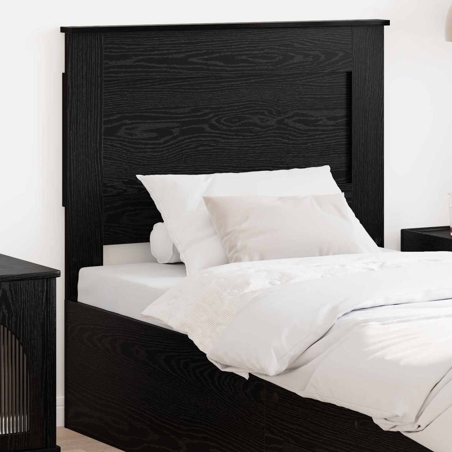 Headboard with Headboard Black Oak 100 cm Engineered Wood