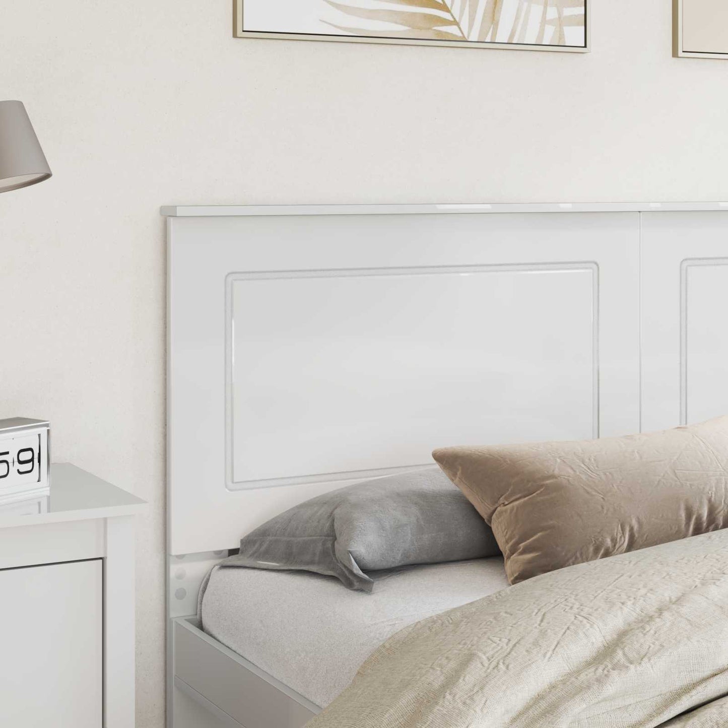 Headboard Gloss White 100 cm Engineered Wood