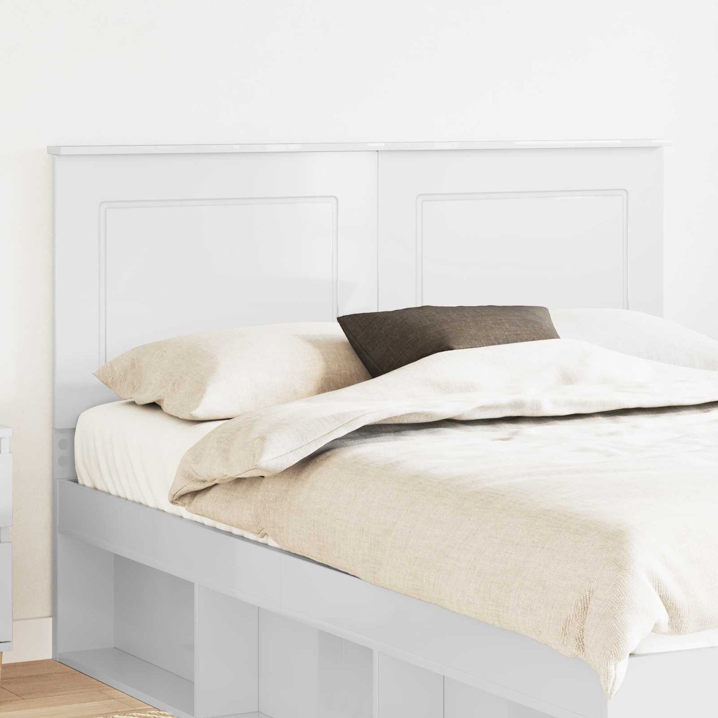 Headboard Gloss White 100 cm Engineered Wood