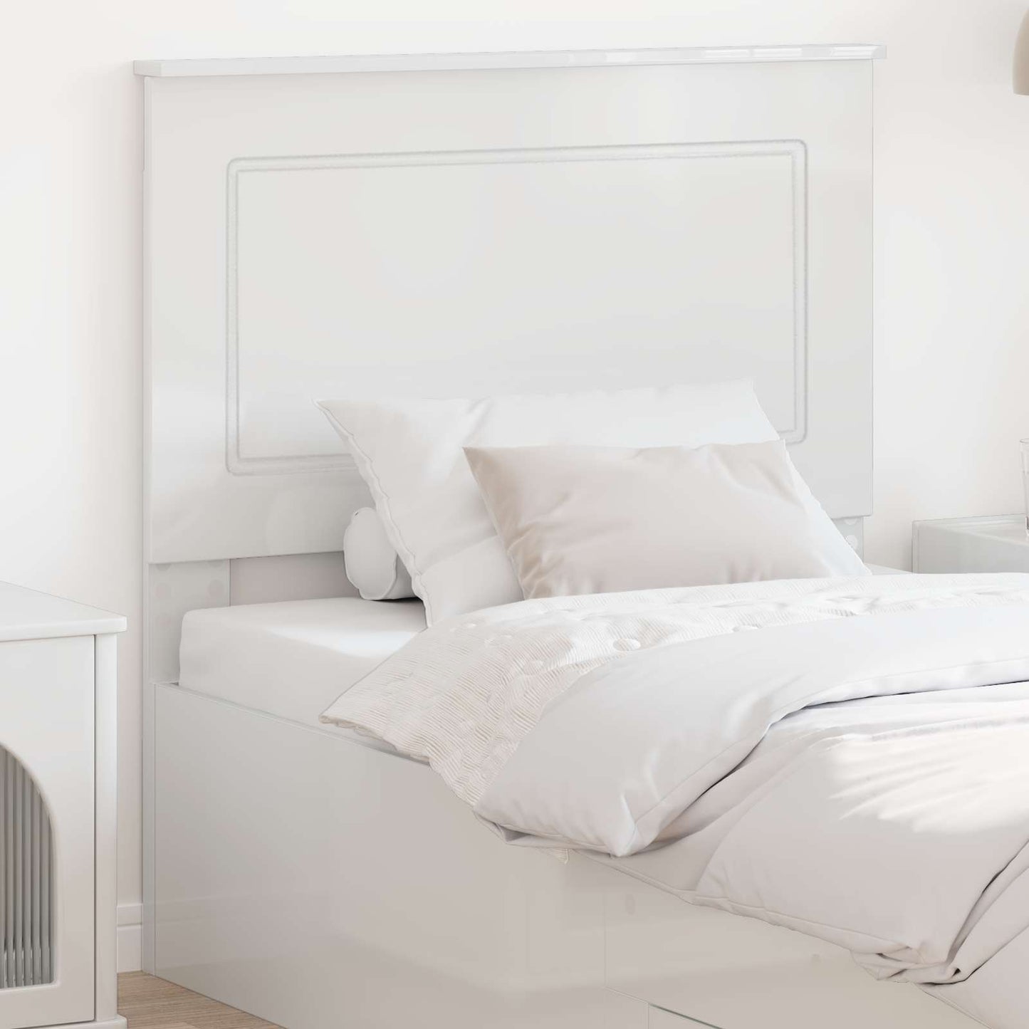 Headboard Gloss White 100 cm Engineered Wood