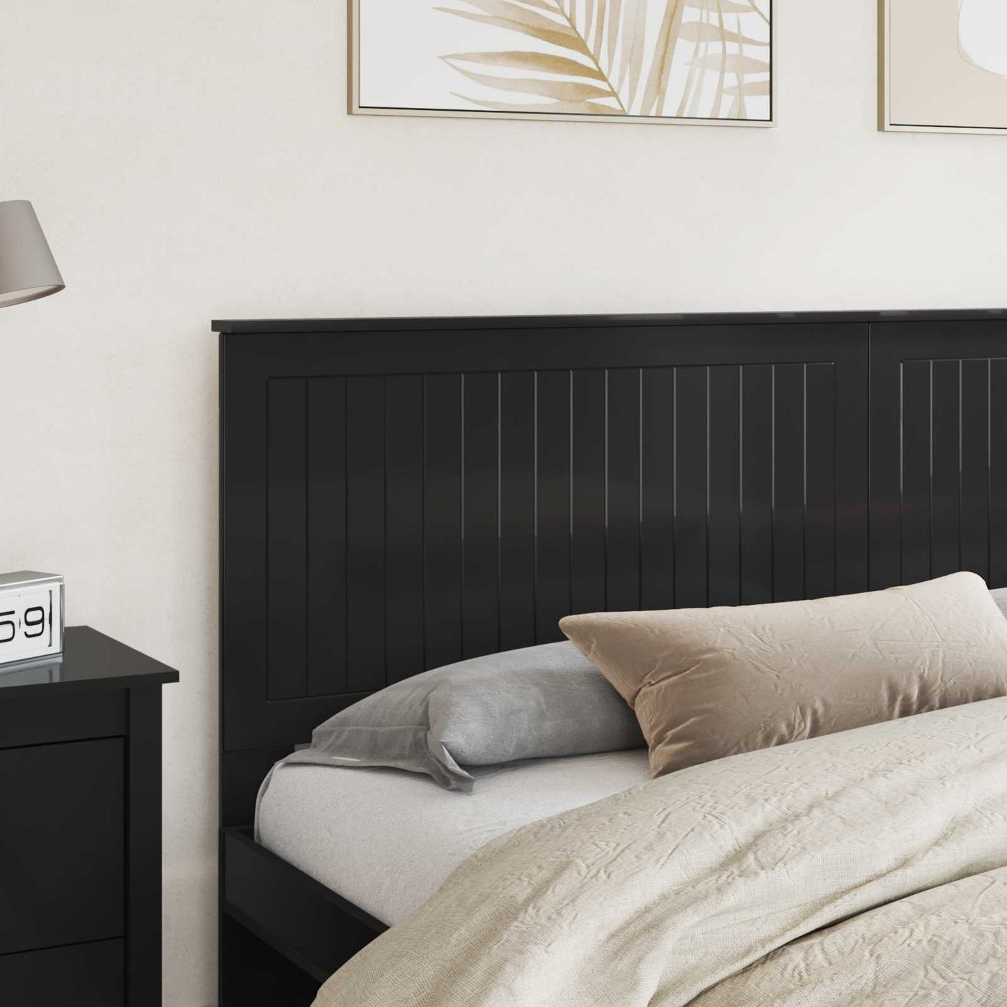 Headboard with Headboard Black Oak 200 cm Engineered wood