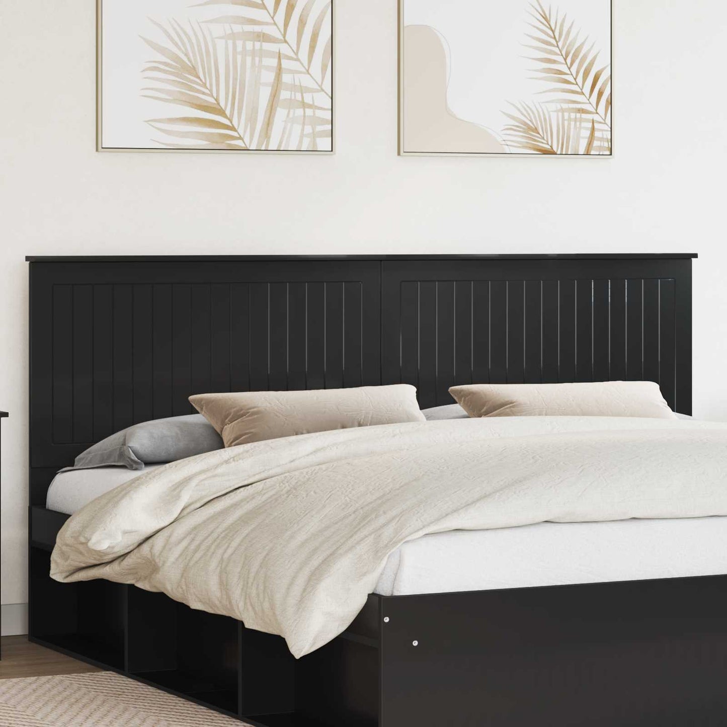 Headboard with Headboard Black Oak 200 cm Engineered wood