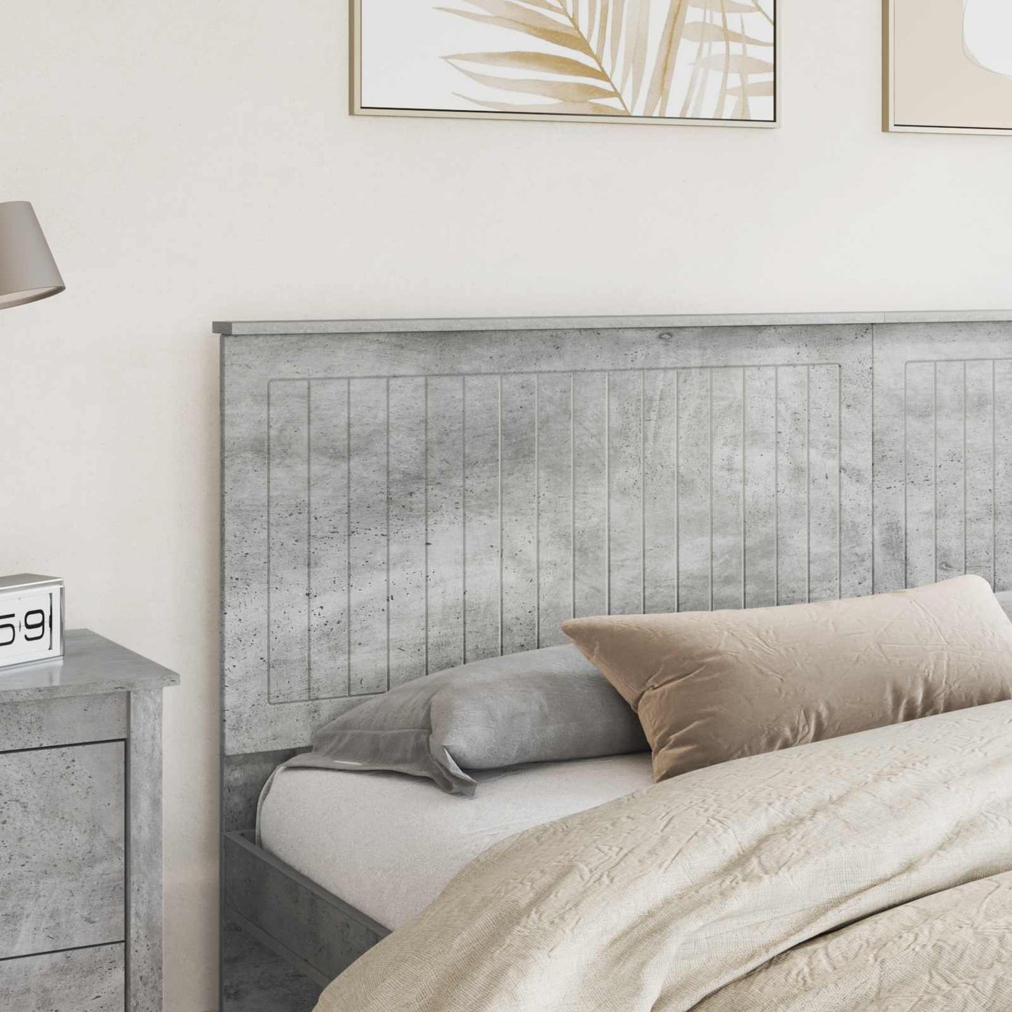 Headboard with Headboard Concrete Grey 200 cm Engineered wood