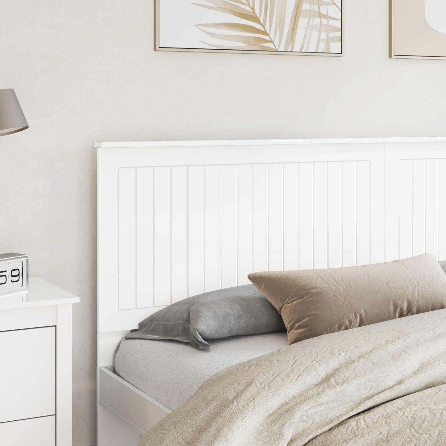 Headboard with Headboard Gloss White 200 cm Engineered wood
