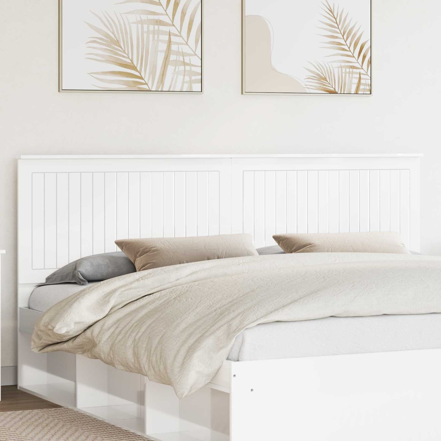 Headboard with Headboard Gloss White 200 cm Engineered wood