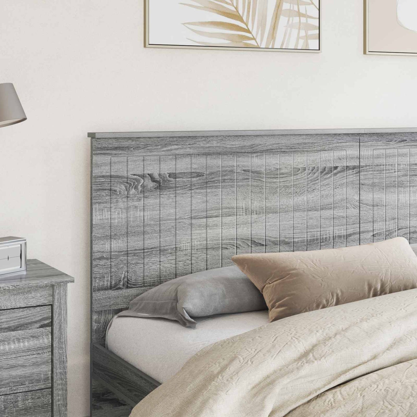 Headboard with Headboard Grey Sonoma 200 cm Engineered wood