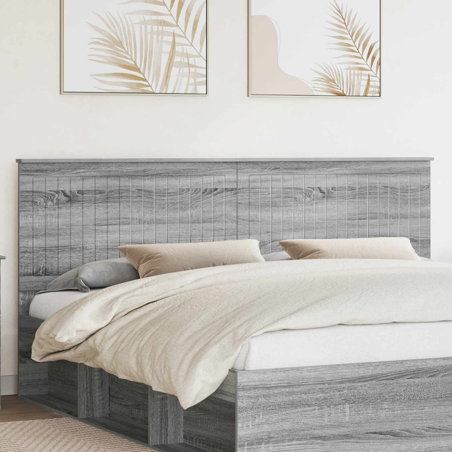 Headboard with Headboard Grey Sonoma 200 cm Engineered wood