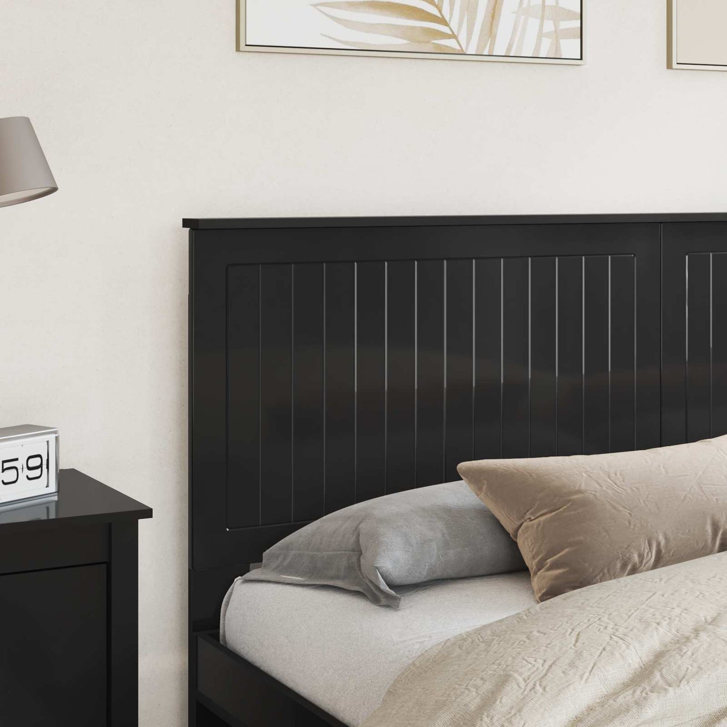Headboard with Headboard Black Oak 180 cm Engineered wood
