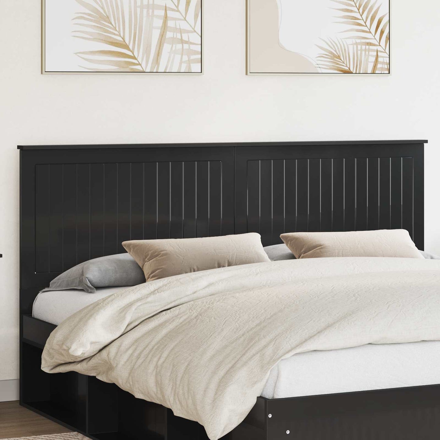 Headboard with Headboard Black Oak 180 cm Engineered wood