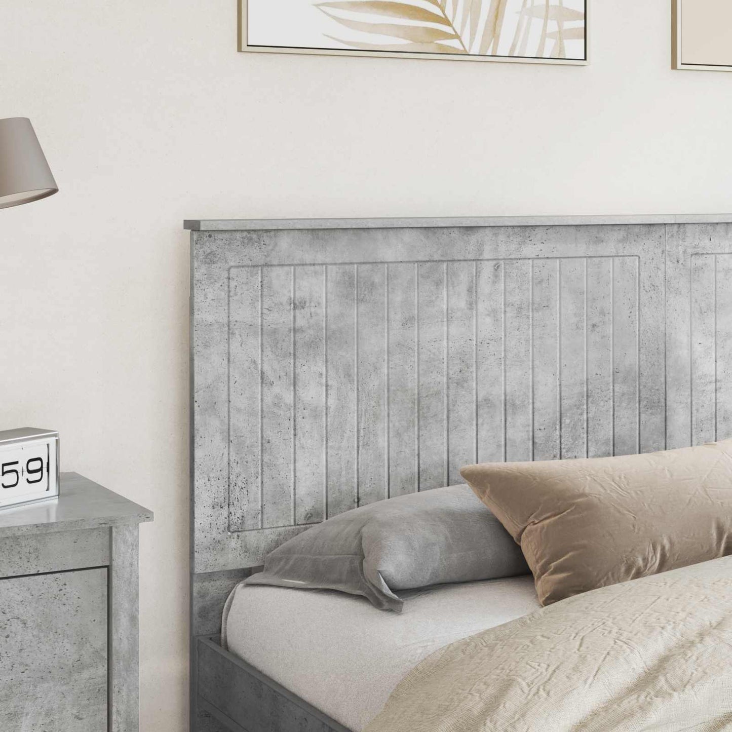 Headboard with Headboard Concrete Grey 180 cm Engineered wood
