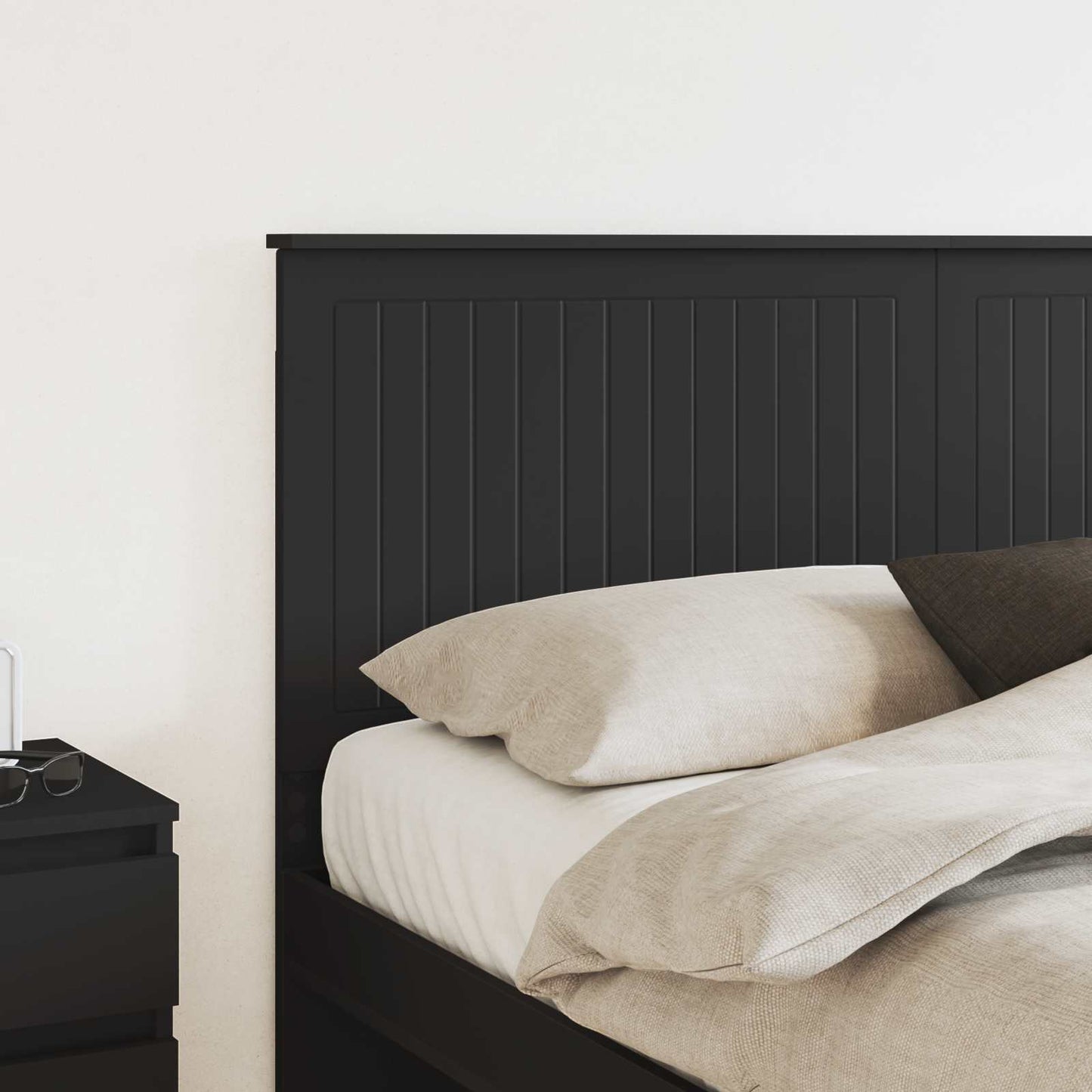 Headboard with Headboard Black Oak 160 cm Engineered wood