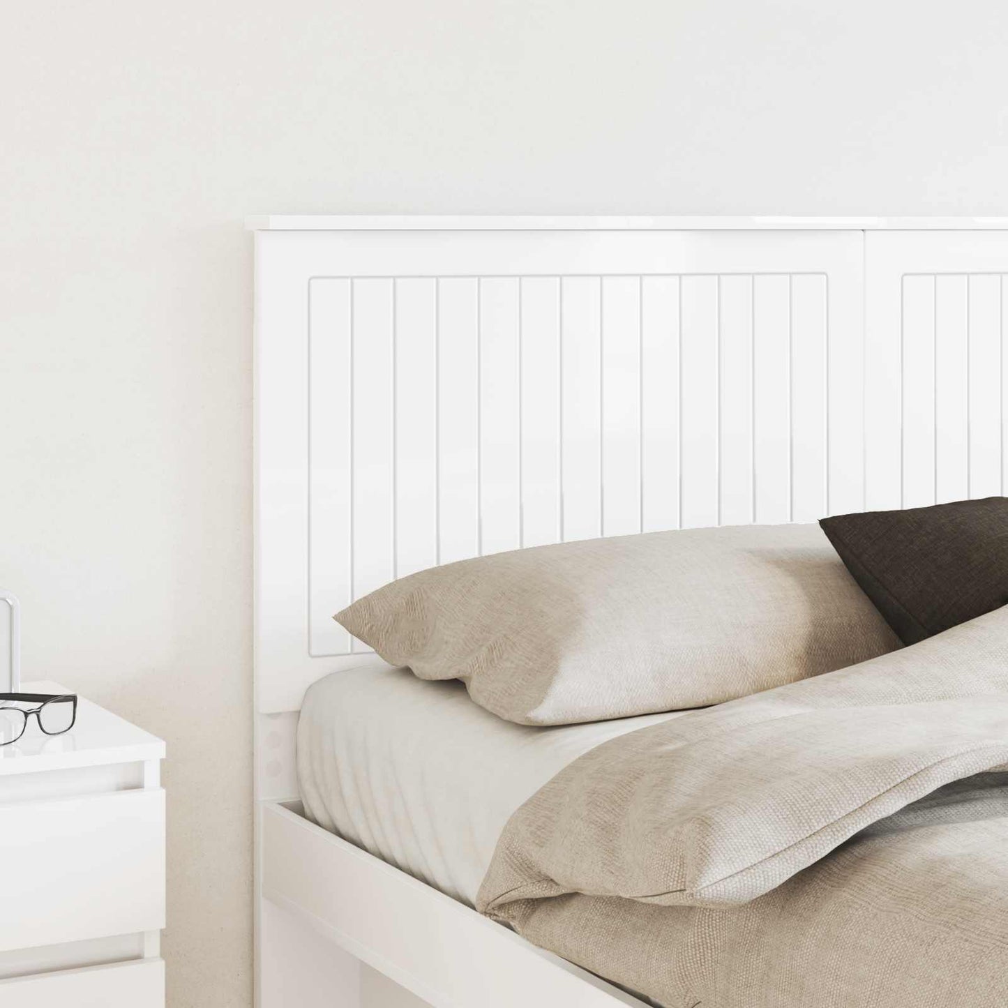 Headboard with Headboard Gloss White 160 cm Engineered wood