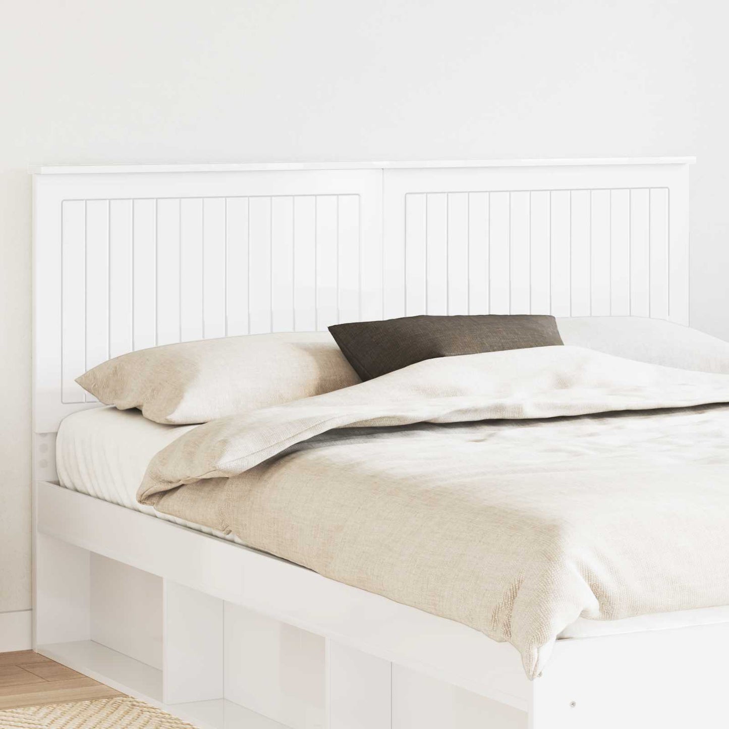 Headboard with Headboard Gloss White 160 cm Engineered wood
