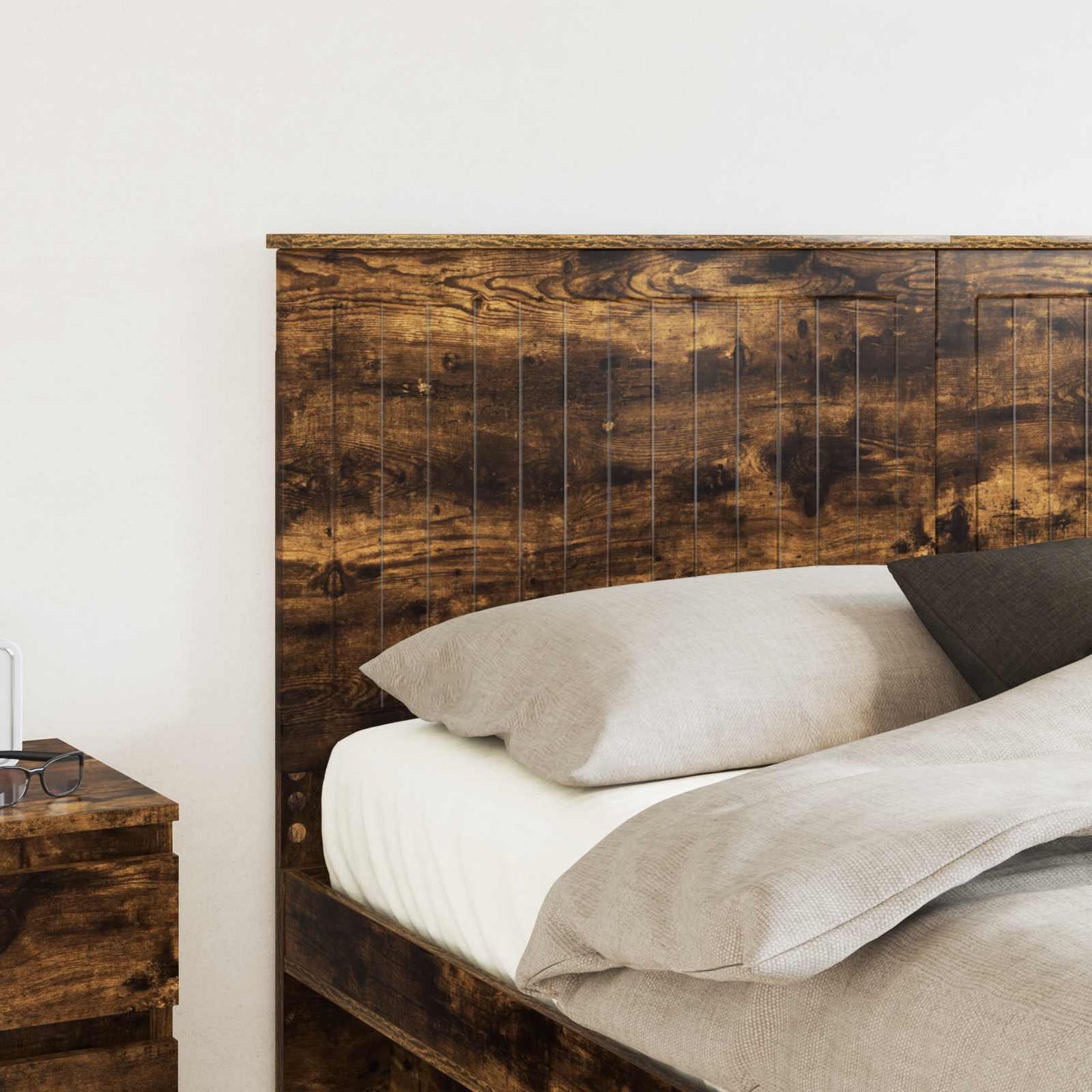 Headboard with Headboard Smoked Oak 160 cm Engineered wood