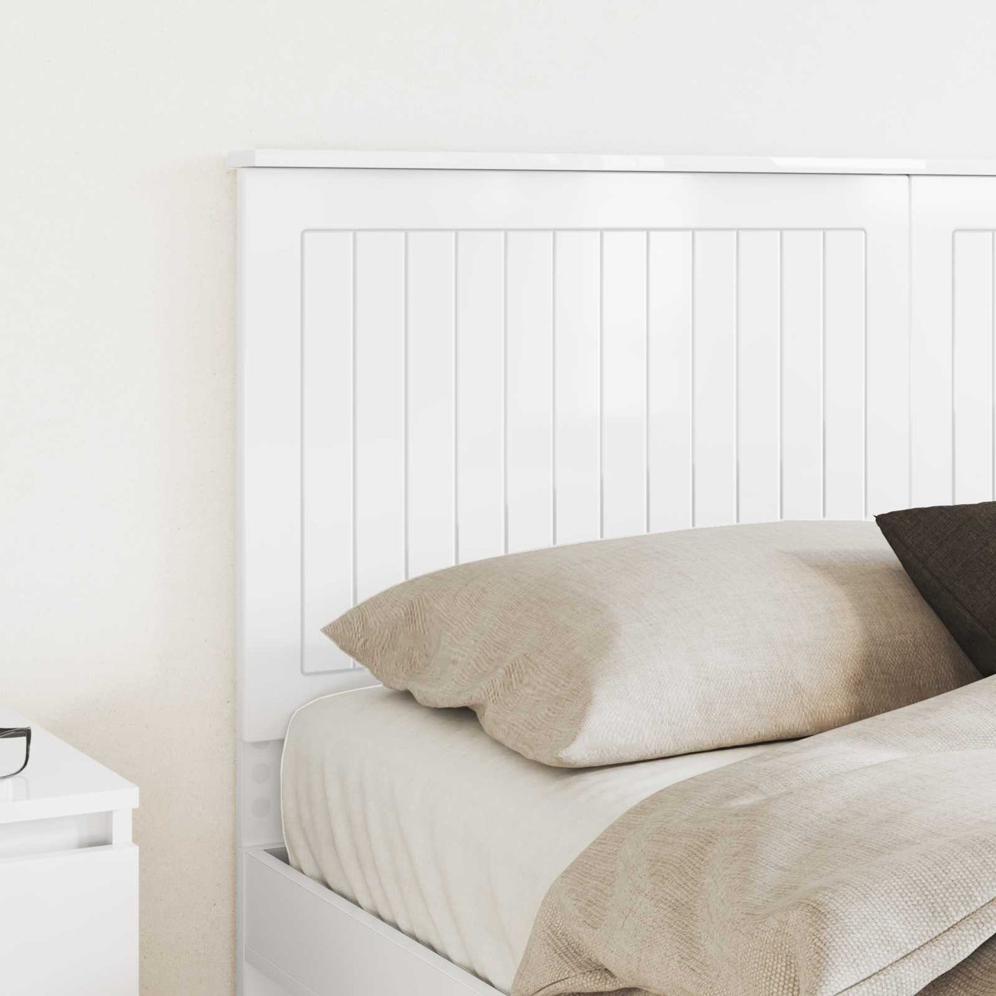 Headboard with Headboard Gloss White 150 cm Engineered wood