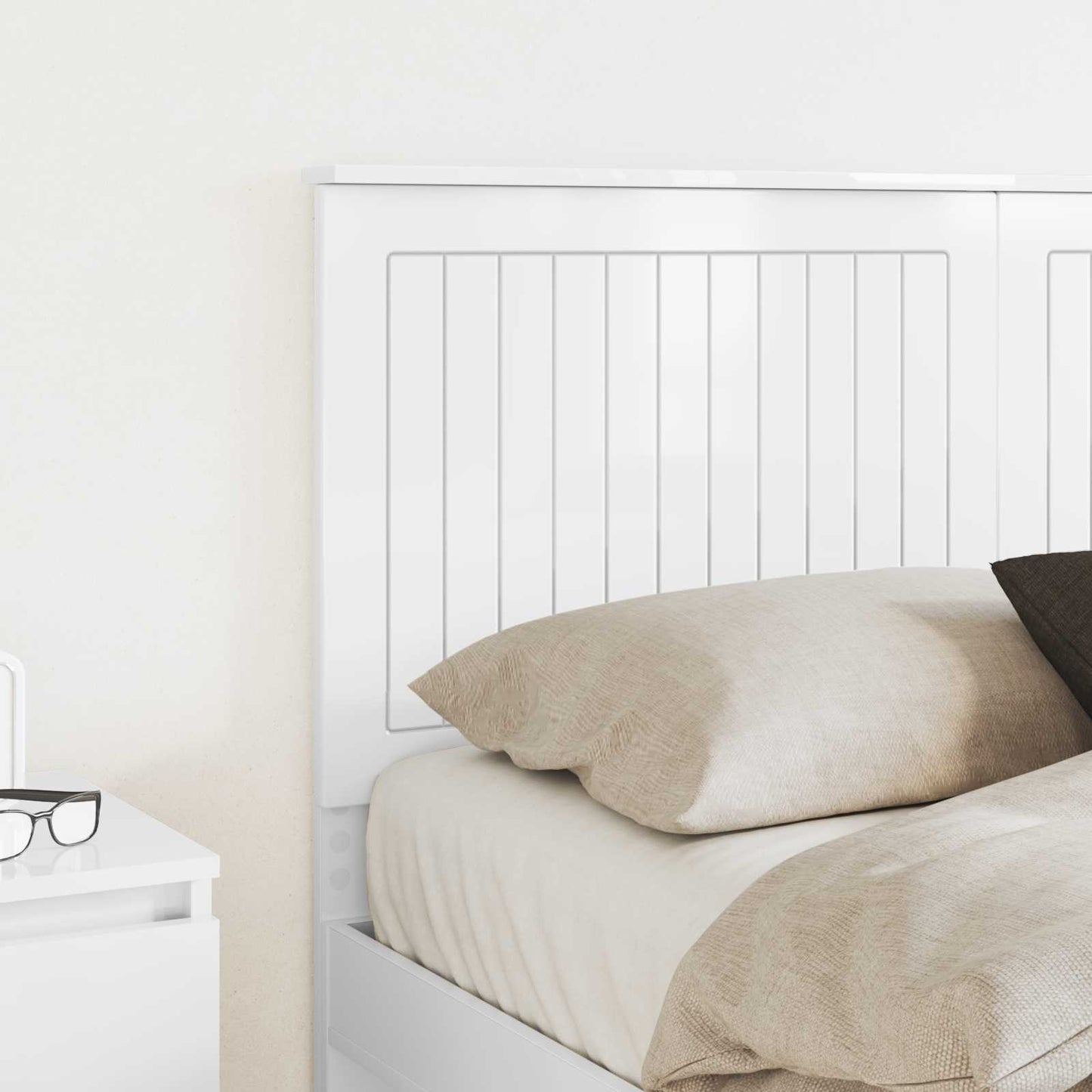 Headboard with Headboard Gloss White 140 cm Engineered wood
