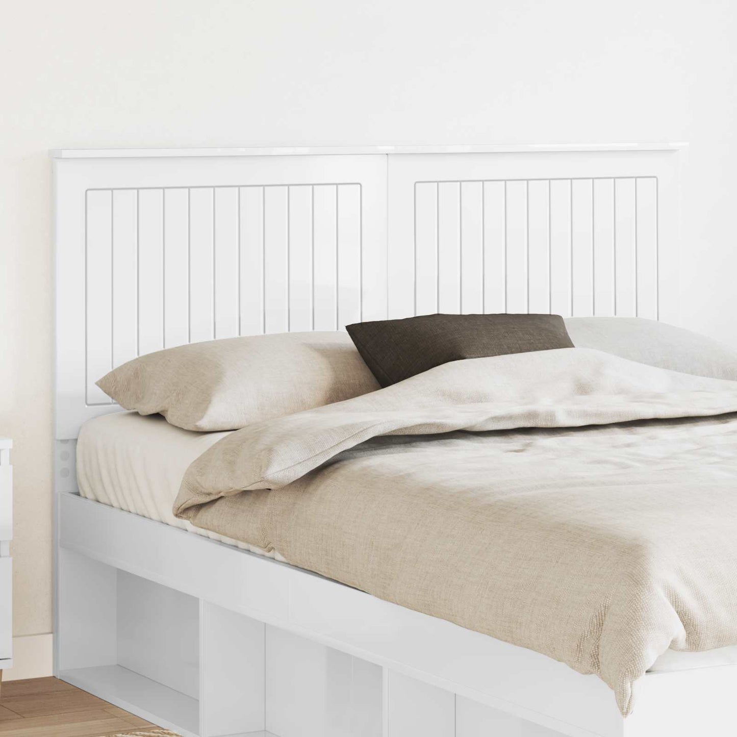 Headboard with Headboard Gloss White 140 cm Engineered wood