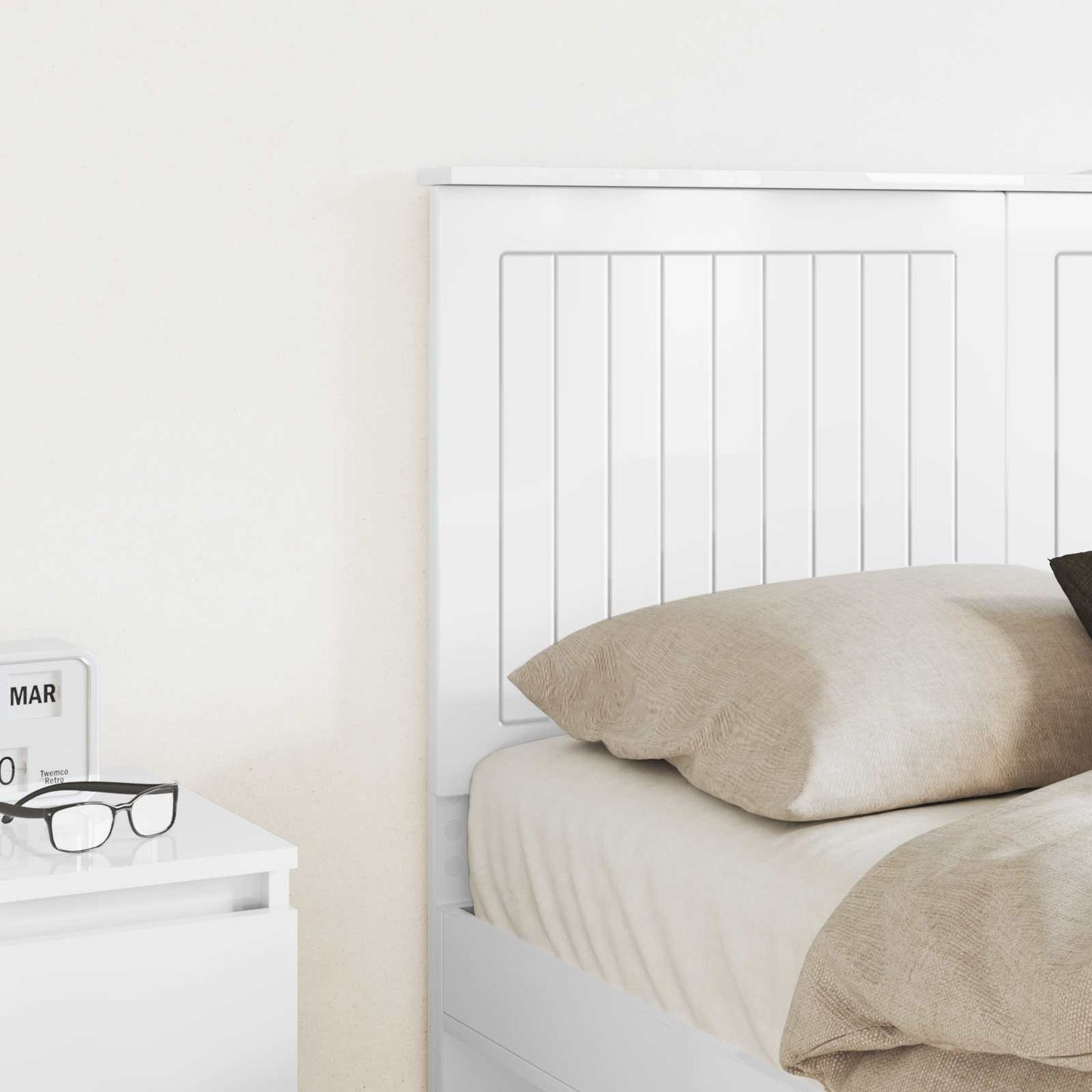 Headboard with Headboard Gloss White 120 cm Engineered wood