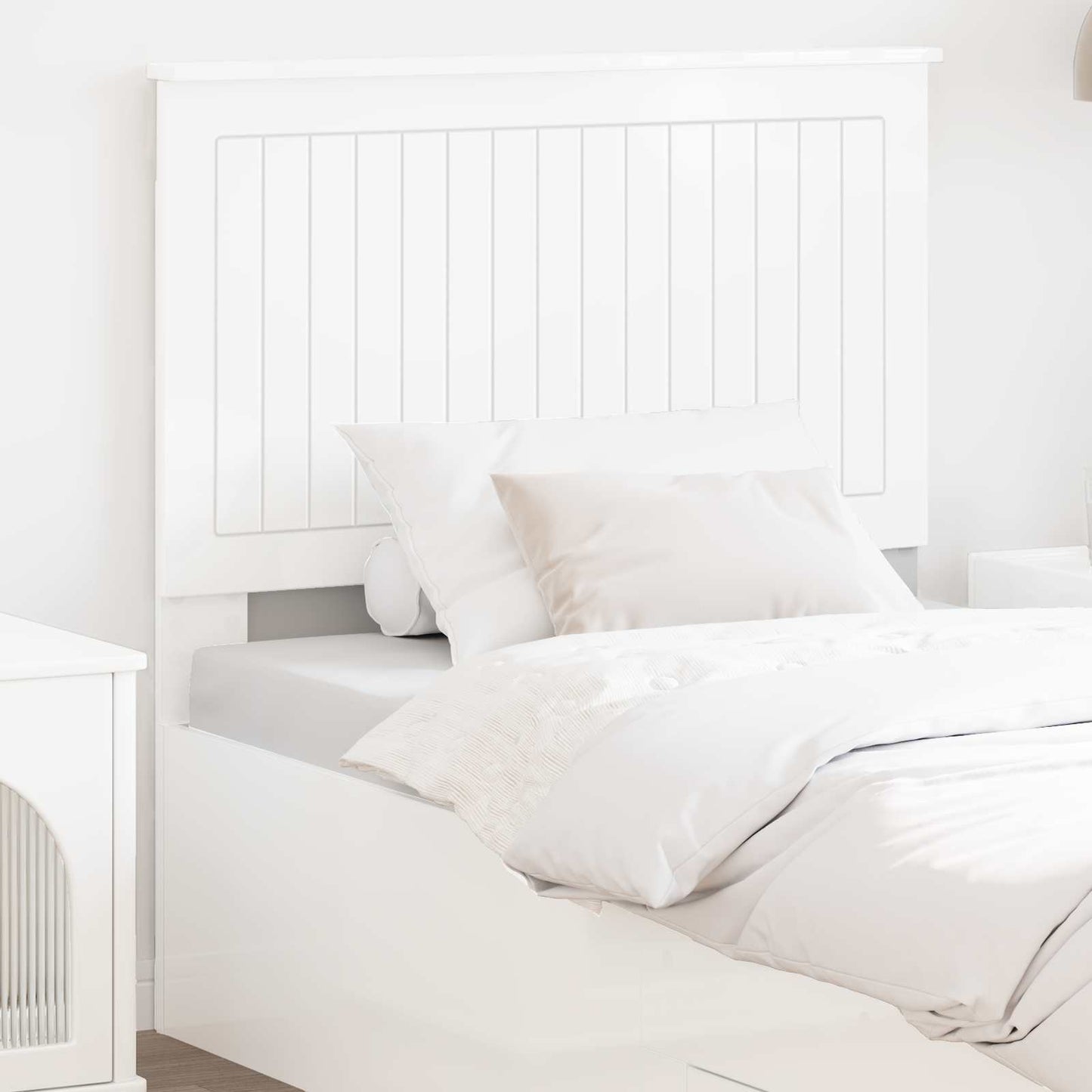Headboard with Headboard Gloss White 100 cm Engineered wood
