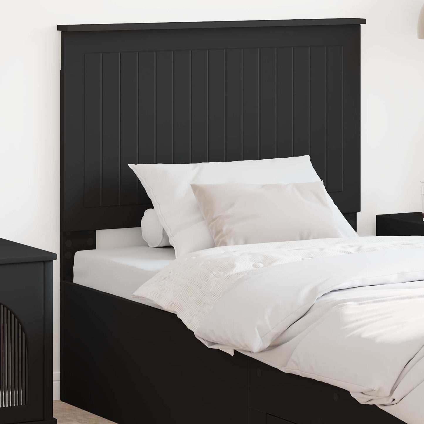 Headboard with Headboard Black Oak 90 cm Engineered wood