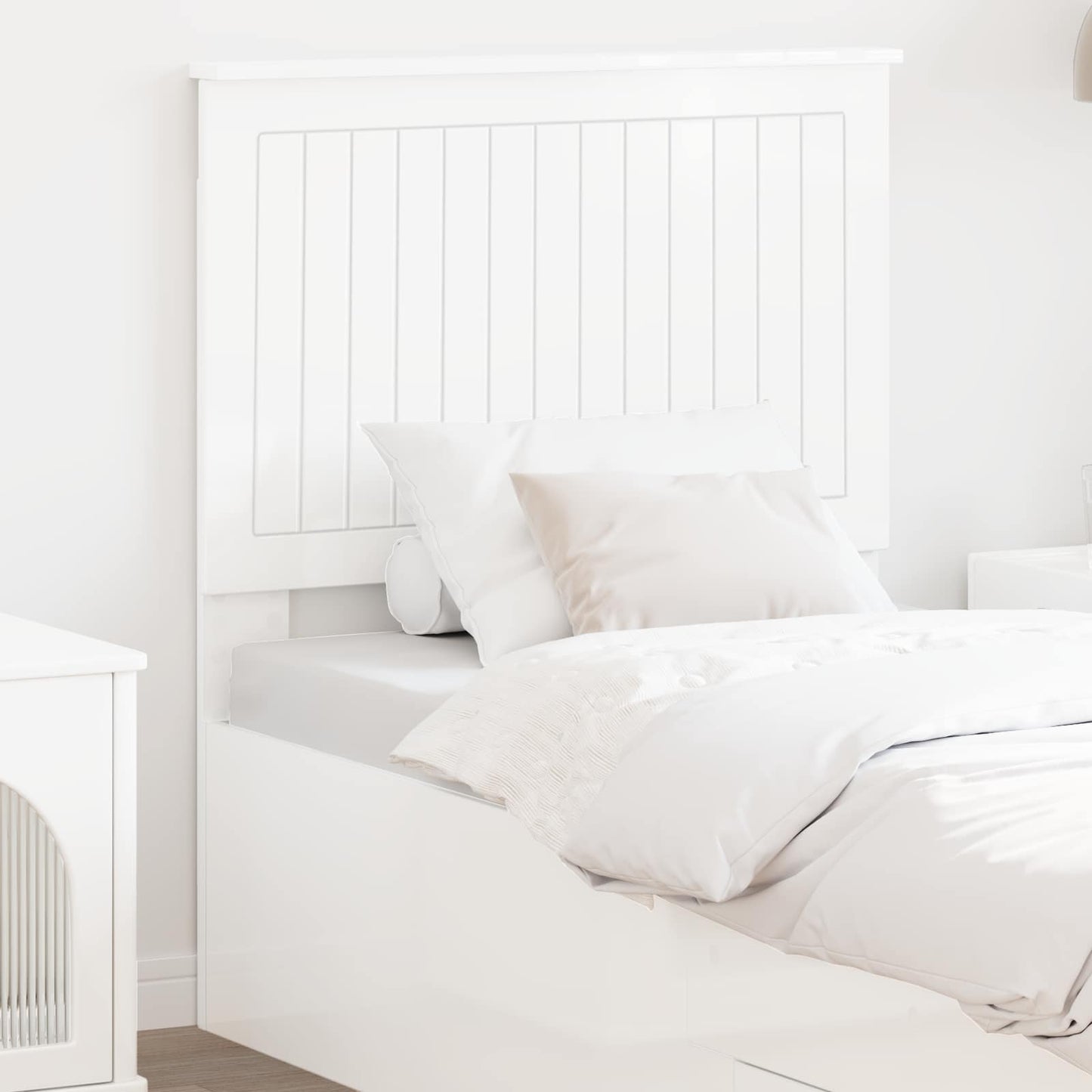Headboard with Headboard Gloss White 80 cm Engineered wood