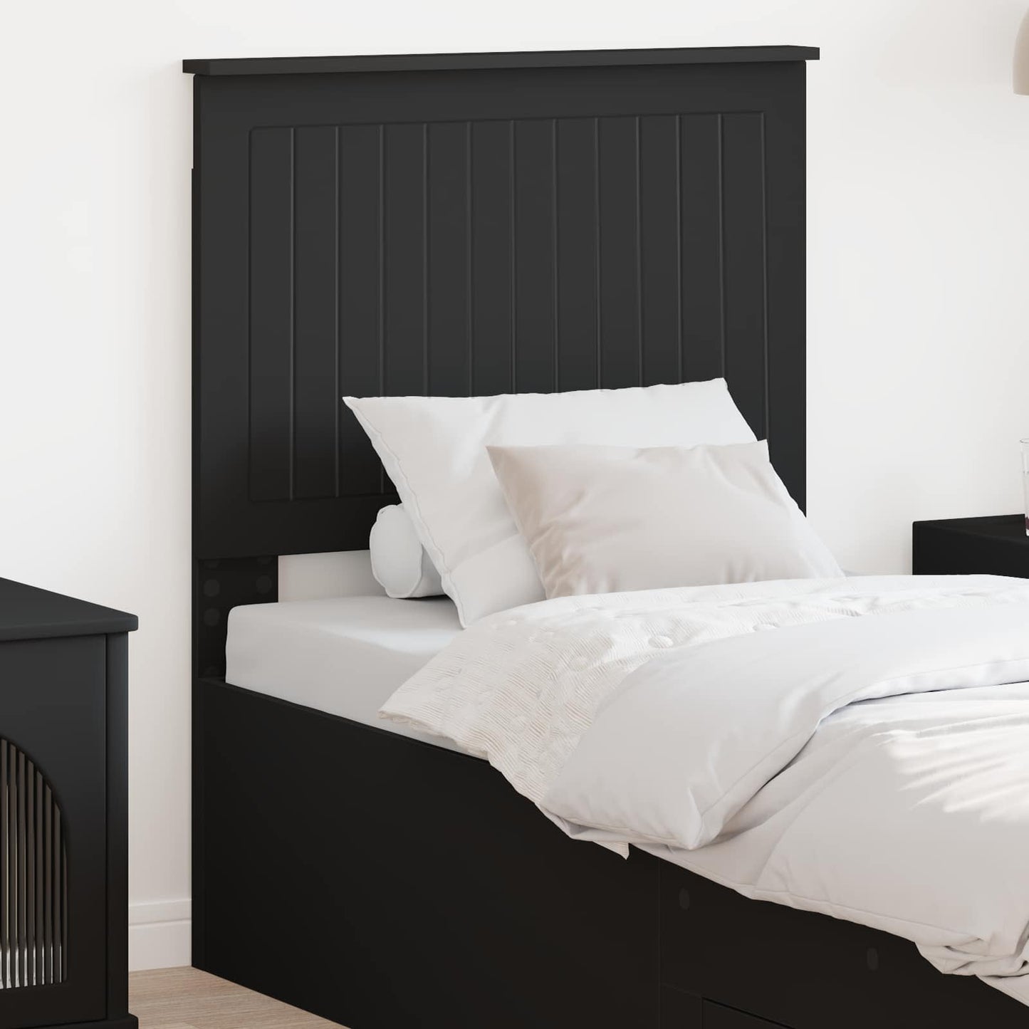Headboard with Headboard Black Oak 75 cm Engineered wood