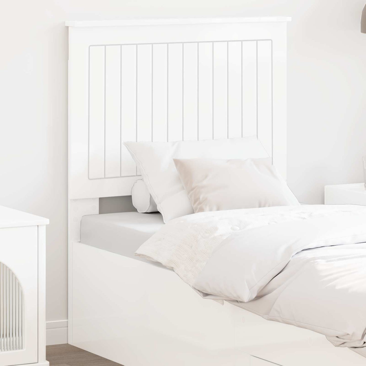 Headboard with Headboard Gloss White 75 cm Engineered wood