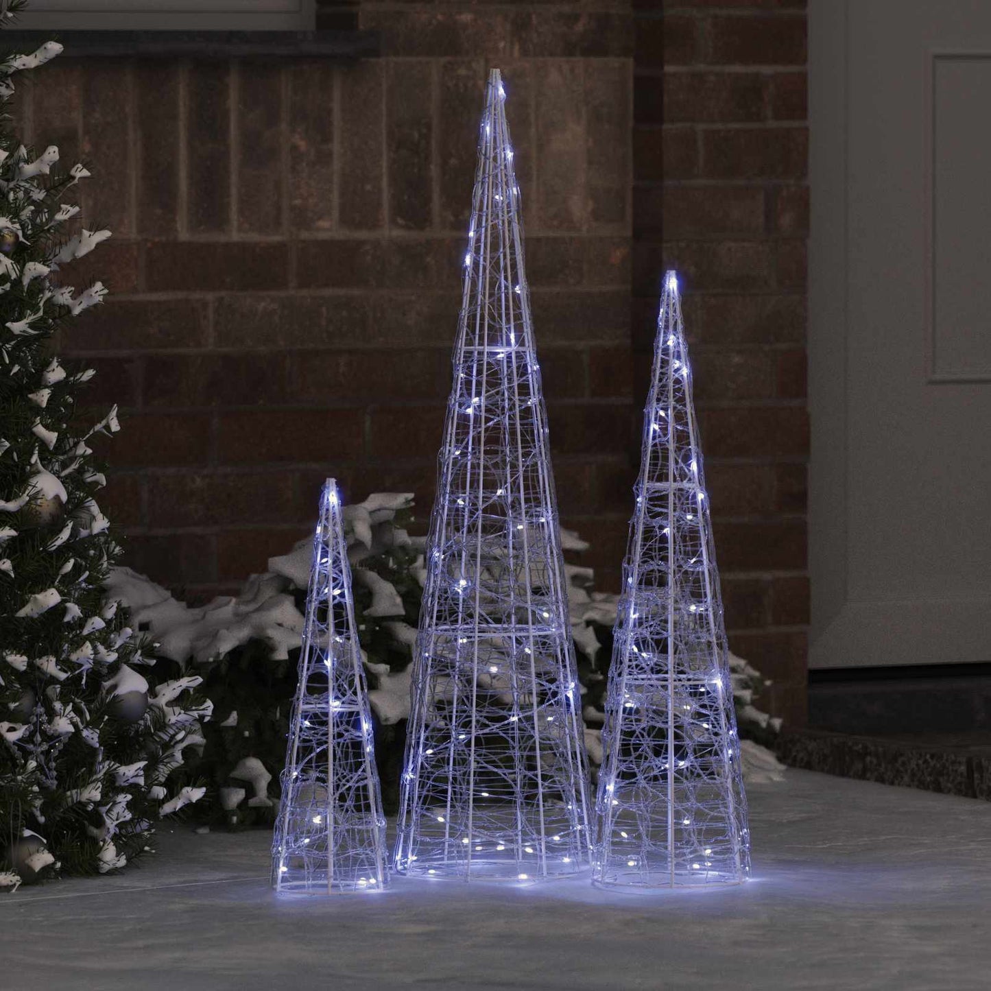 Christmas Tree 3 pcs Cold white 20 x 20 x 80 cm Acrylic