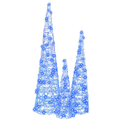 Christmas Tree with 90 LEDs 3 pcs Blue 20 x 20 x 80 cm Acrylic