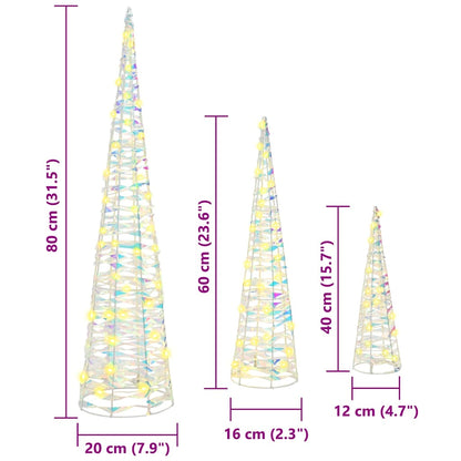 Christmas Tree 3 pcs Warm white 20 x 20 x 80 cm PET
