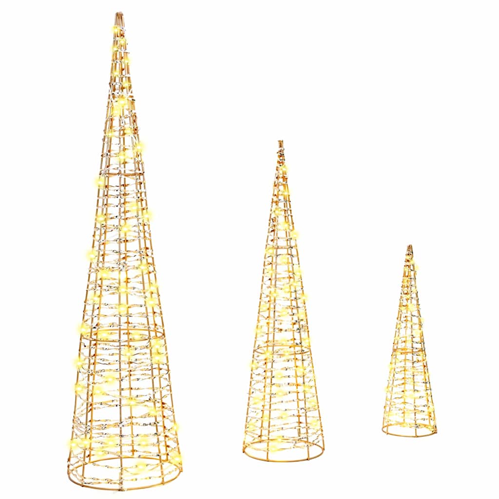 Christmas Tree 3 pcs Warm white 20 x 20 x 80 cm PET