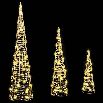 Christmas Tree 3 pcs Warm white 20 x 20 x 80 cm PET