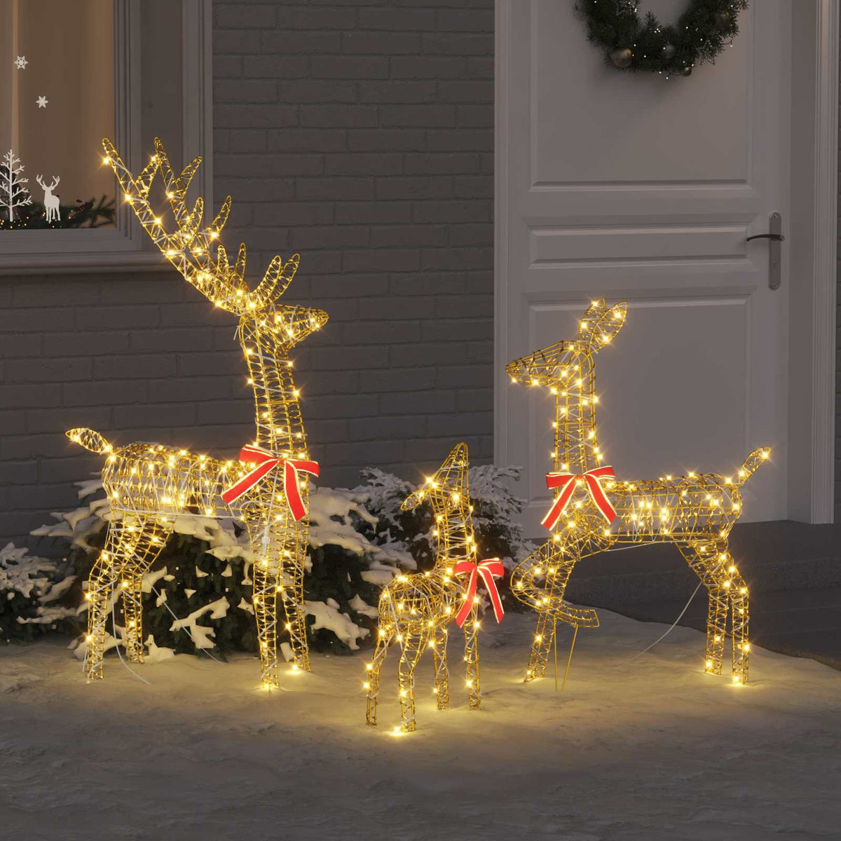 Reindeer Family 3 pcs 300 LEDs Warm white 67 x 26 x 127 cm PET