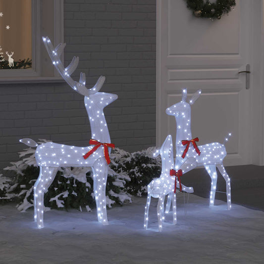 Reindeer Family 3 pcs Cold white 68 x 26 x 127 cm Fabric