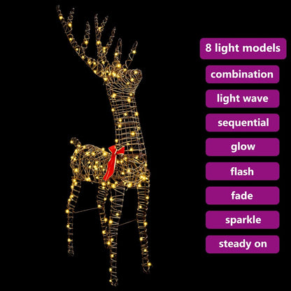 3D Reindeer with 140 LEDs Warm white 128 cm Rattan