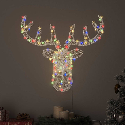 Reindeer Head 140 LEDs Colourful 68 x 36.5 x 62.5 cm Acrylic