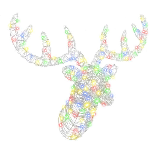 Reindeer Head 140 LEDs Colourful 68 x 36.5 x 62.5 cm Acrylic