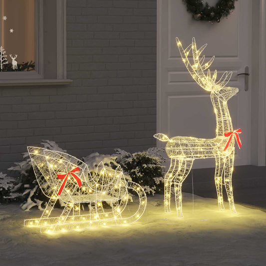 Reindeer Pull Sleigh Warm white 70 x 24 x 128 cm Acrylic