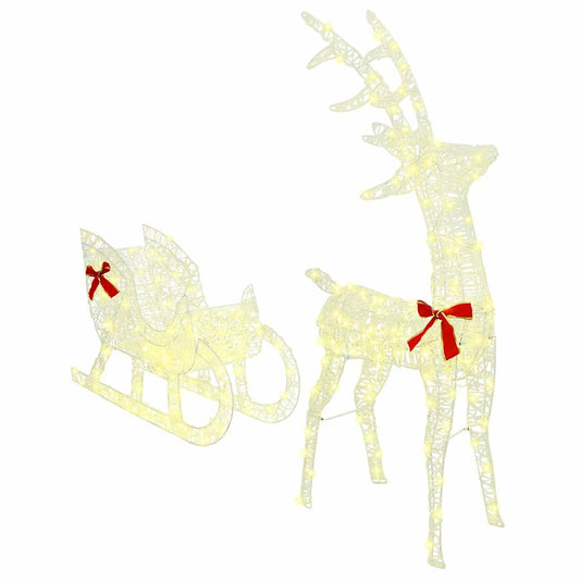 Reindeer Pull Sleigh Warm white 70 x 24 x 128 cm Acrylic