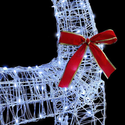 Reindeer Pull Sleigh Cold white 70 x 26 x 130 cm Acrylic