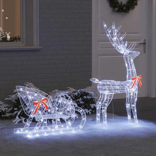 Reindeer Pull Sleigh Cold white 70 x 24 x 128 cm Acrylic