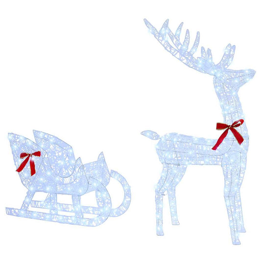 Reindeer Pull Sleigh Cold white 70 x 24 x 128 cm Acrylic