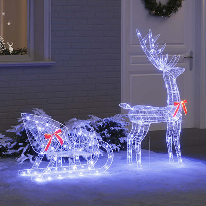 Reindeer Pull Sleigh Blue 70 x 24 x 128 cm Acrylic 200 LEDs