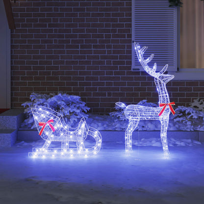 Reindeer Pull Sleigh Blue 70 x 24 x 128 cm Acrylic 200 LEDs