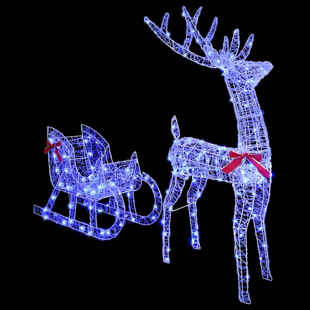 Reindeer Pull Sleigh Blue 70 x 24 x 128 cm Acrylic 200 LEDs